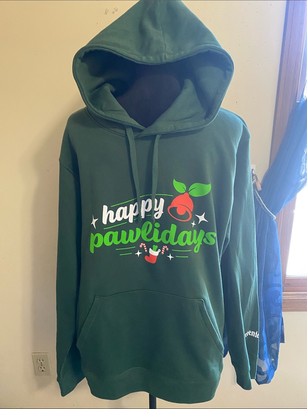 Greenies Happy Pawlidays Christmas Graphic Hoodie Green XL